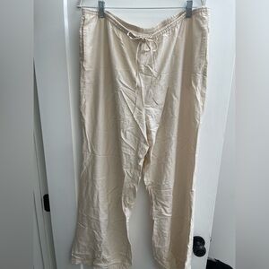 H&M Off White Wide Leg Drawstring Pants
